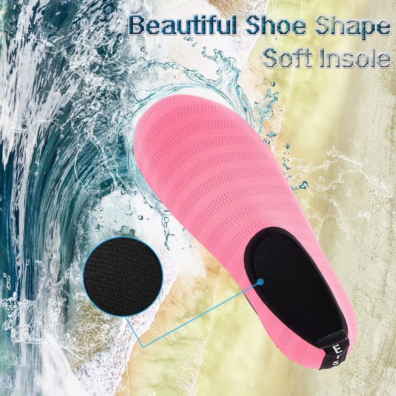YALOX Water Shoes Women's Men's Outdoor Beach Swimming Aqua Socks Quick-Dry Barefoot Shoes Surfing Yoga Pool Exercise(LXY-Pink,40/41EU), 9-10 Women/7.5-8.5 Men - Image 2